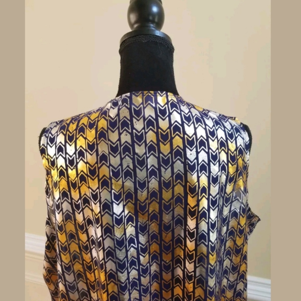 LuLaRoe Joy Blue Silver Gold Vest Duster Sz Large - Picture 5 of 8